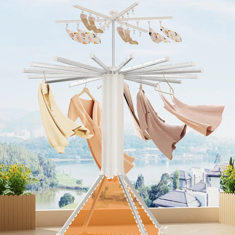 

Two Layer Octopus Drying Rack with Roller Balcony Folding Installation-Free Clothes Quilt Drying Invisible Quilt Drying Rack