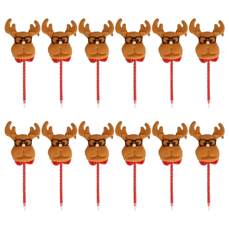 K1AA 12 قطعة الملونة عيد الميلاد سلسلة رولربال أقلام لطيف ثلج الكرتون للأطفال عيد الميلاد مدرسة مكتب المنزل