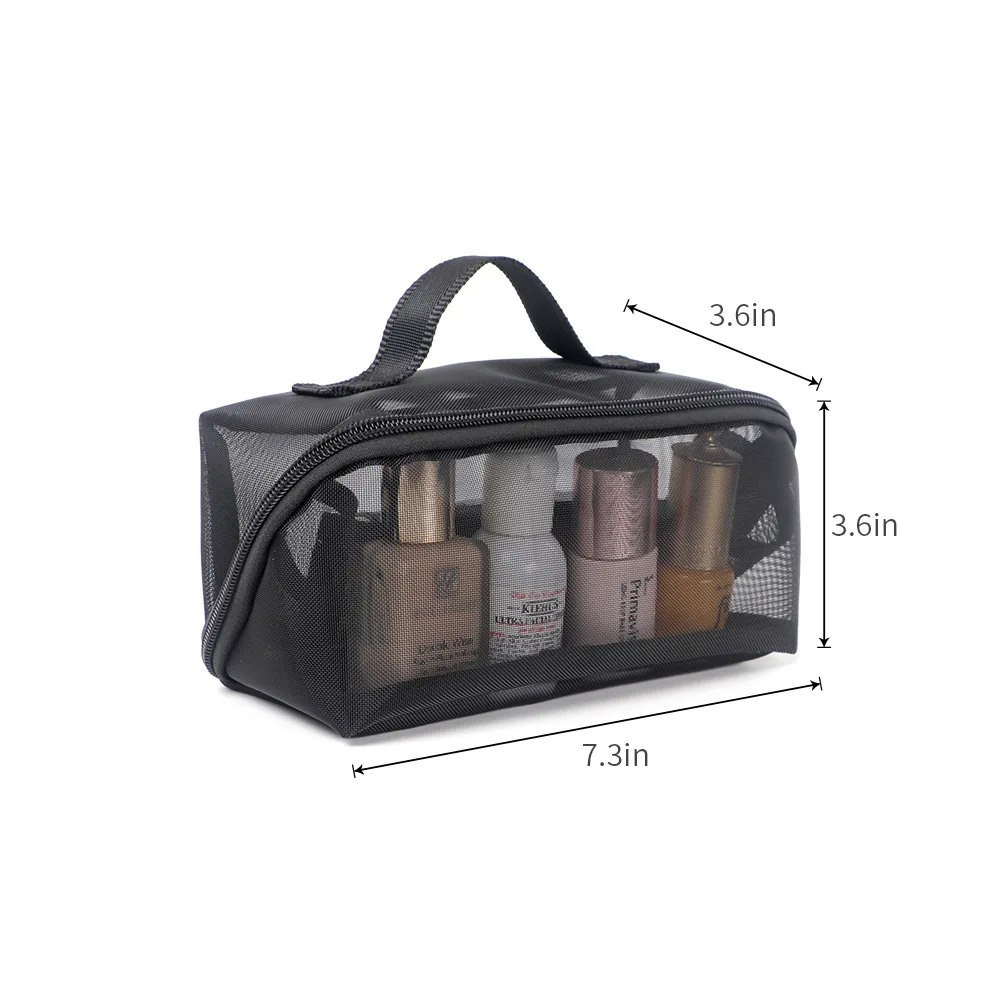 Portable Black Hand-held Makeup Travel Bag Mesh Women\'s Wash Bag Bath Storage Cosmetic Bag Fitness Bath Pocket Bath Storage Bag