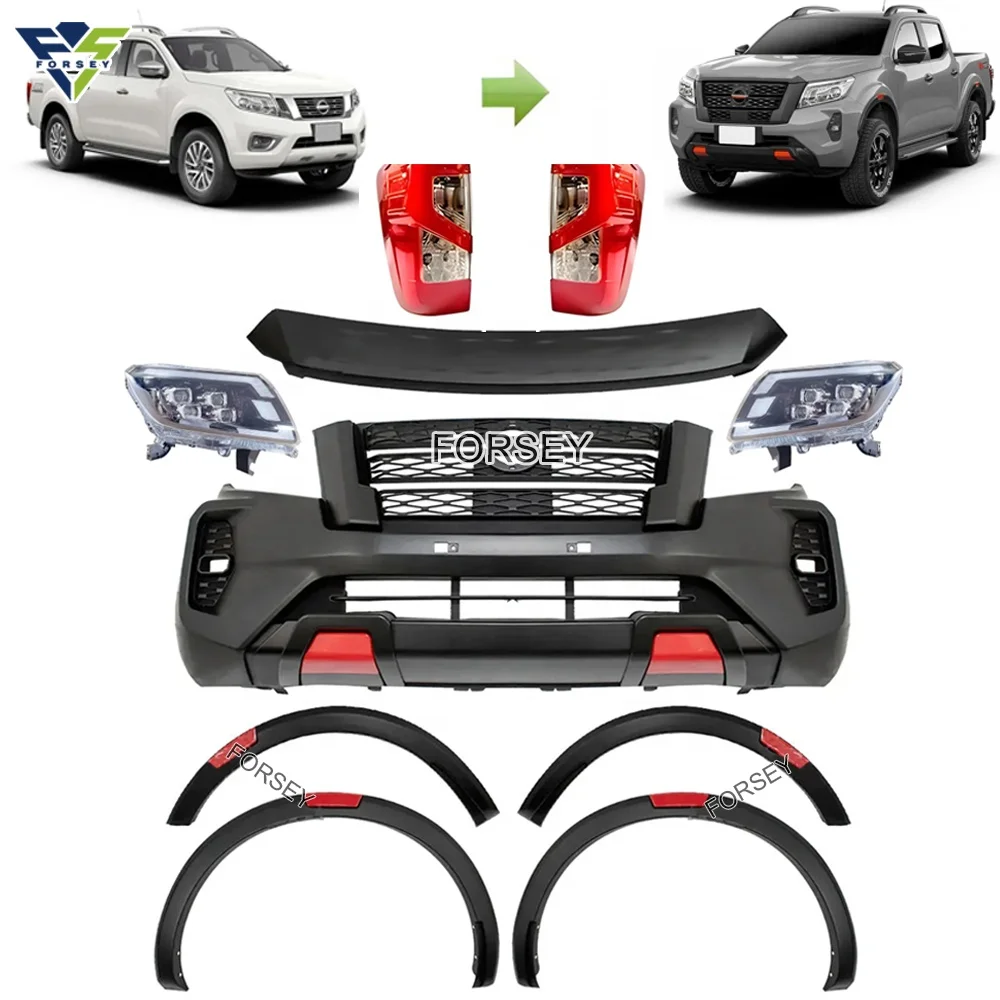 Car Front Facelift Bumper Grille Bodykit For 2016+ Ni-ssan Navara Np300 Upgrade To Navara 2021 Body Kit