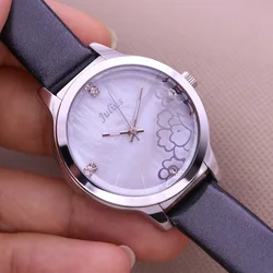 Mother-of-pearl Flower Julius Lady Women's Watch Fashion Hours Bracelet Real Leather Girl's Birthday Gift No Box