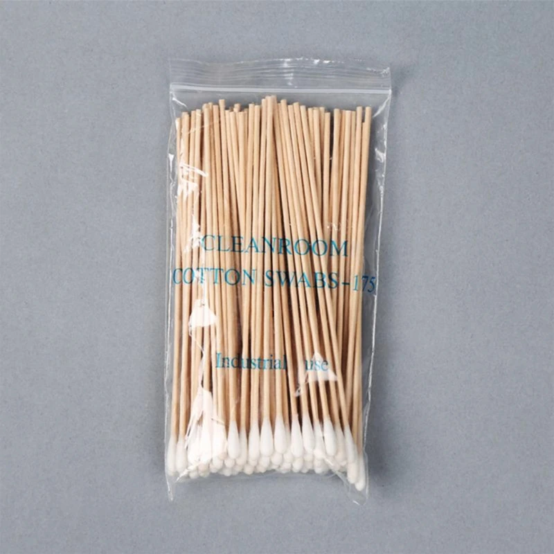 Y1UF 100/200Pcs 6 Inch Long Wooden Handle Cotton Swabs Single-Head Cleaning Sterile Sticks Applicator for Wound Clean Oil Makeup