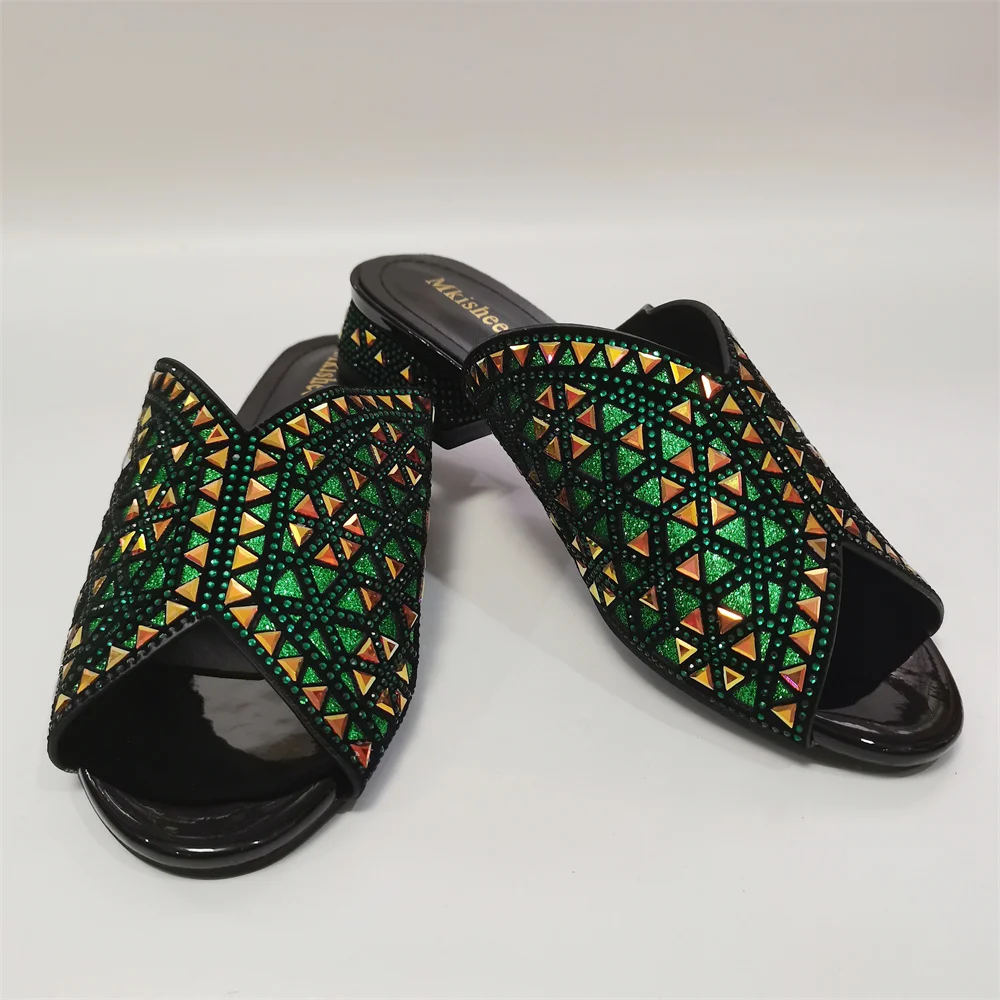 Fashion Women Rhinestone Shoes Comfortable Lady Casual Beach Shoes Rhinestone Slippers Female Peep-toe  Shoes F626-2
