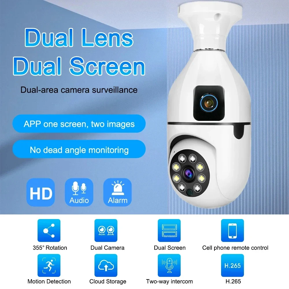 Monitor para Bebés Interior com Base Dual Lens, 4K, 5MP, WiFi, Wireless, Bluetooth, Proteção de Segurança, Vigilância por Vídeo