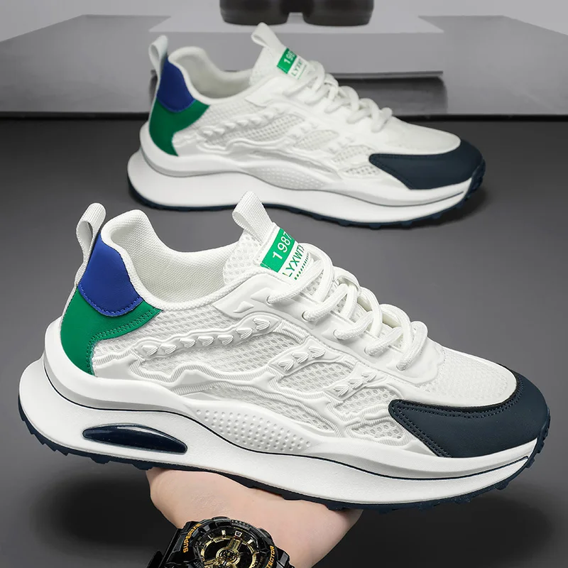 

Men's Wide Plus Last Plus Size Air Cushion Platform Running Shoes Lace-Up Lightweight Everyday Casual Sports Dad Shoes