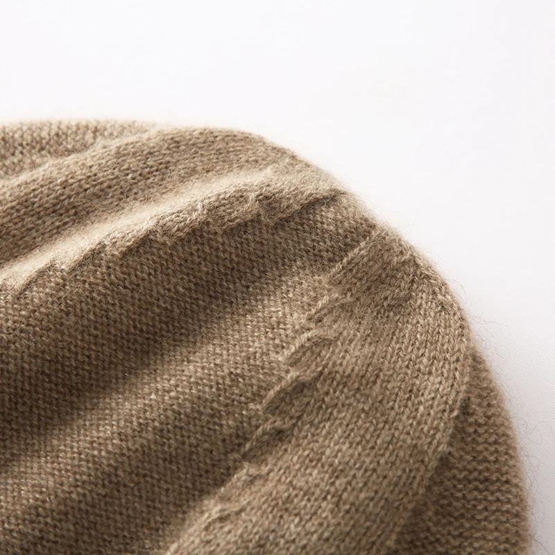A-grade 100% Cashmere Knitted Soft and Comfortable Solid Color Winter Outdoor Warm Jacquard Ear protection Cashmere Hat