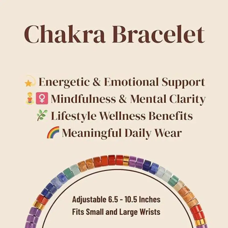 7-Chakra-Armband aus Naturstein, Perlenarmband, gewebter Schmuck für Frauen mit 7 Chakra-Farben: Rot, Orange, Gelb, Grün, Indigo, Violett – Detail 3