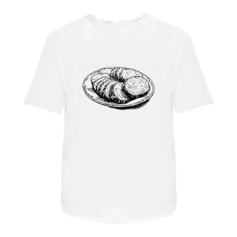 Salami Slices On Plate' Cotton T Shirt Ta051729