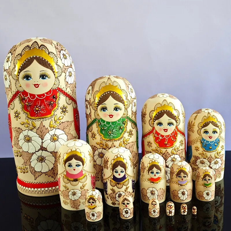 15 Layers Authentic Russian Matryoshka Dolls 100% Handmade Wooden Crafts Kids Creative Educational Toy Ideal Festival Present