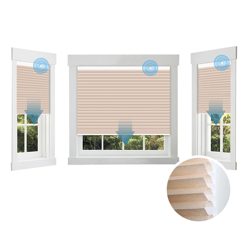 Cordless Automatic Hands Free Lift Heat Noise Insulation Automatic Motorized Double Cellular Honeycomb Window Blinds