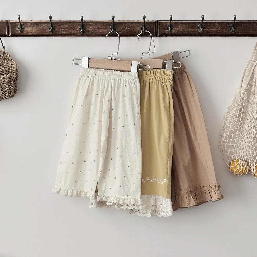 Spring and Autumn Lace Embroidered Pants Wide Leg Pants for Baby Girls Minimally Designed for Outing, Loose Casual Pants