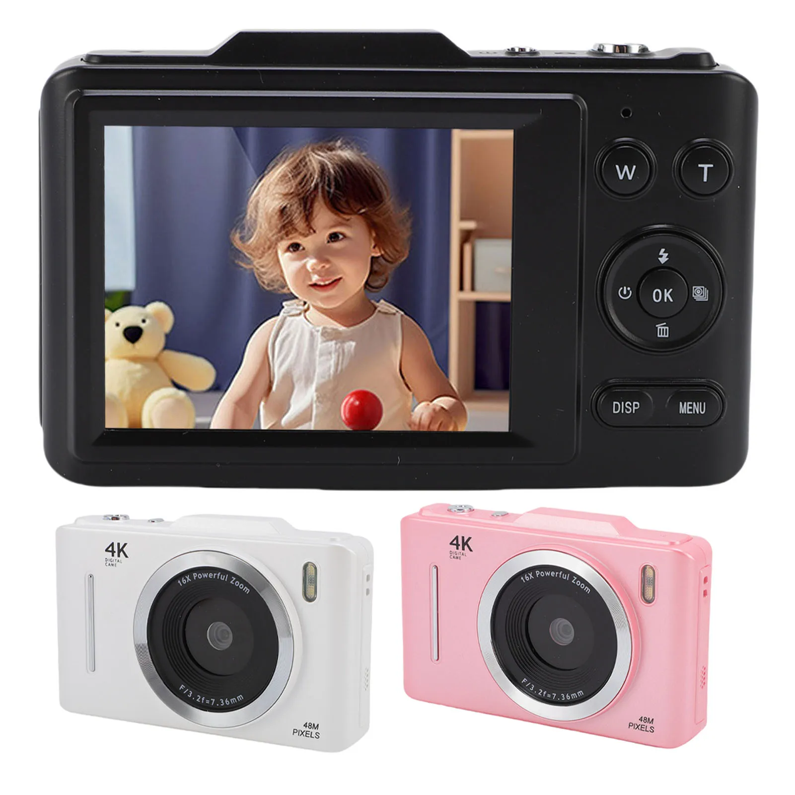 4K Digital Camera for Photography Autofocus 48MP HD Camera with Anti Shake 16X Digital Zoom 2.8 Inch Screen Auto Focus 4K Camera