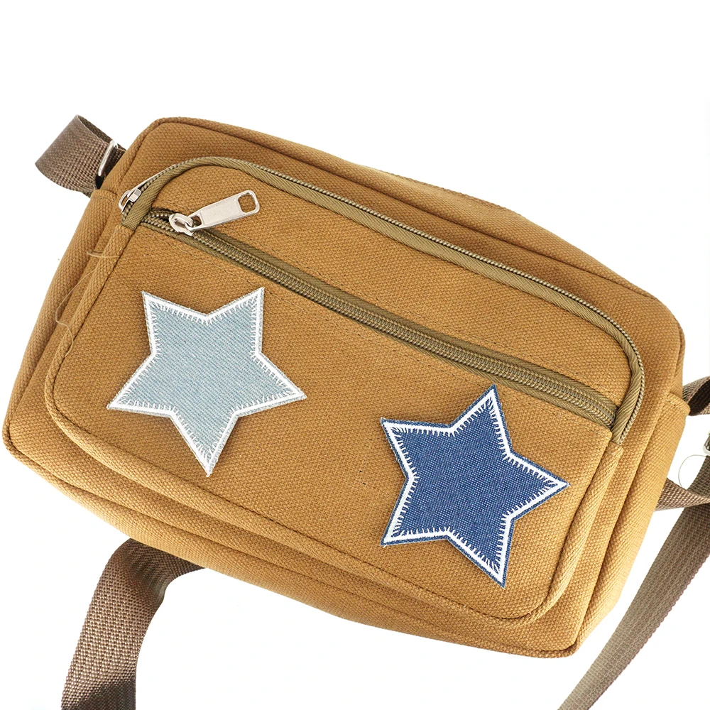 1 Piece Blue Jeans Star Patch Iron on Embroidered  Applique for Clothes Backpack