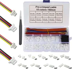 JST 1.0/1.25/1.5/2.0/2.5mm Pitch Connector Kit Jst SH GH ZH PH XH 2-6Pin Housing with Pre-crimped 22-28AWG Cables