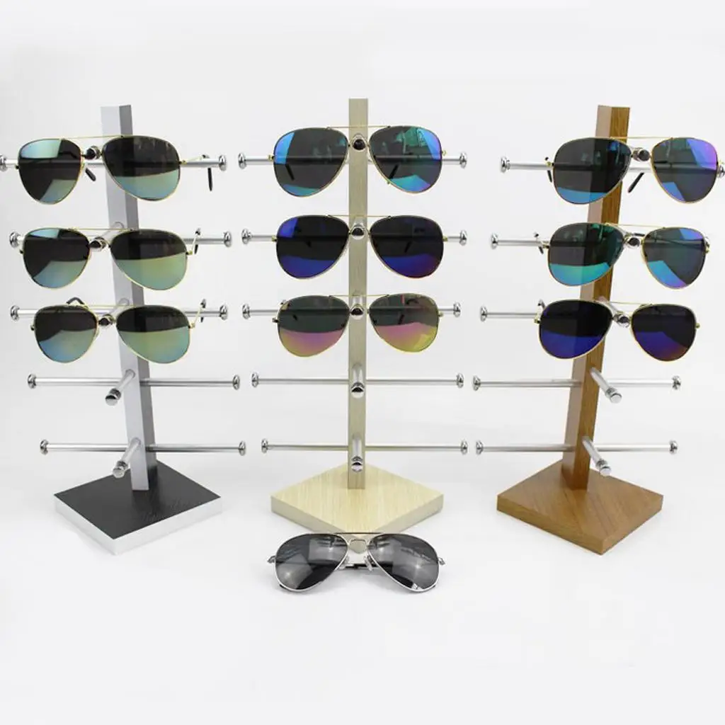 Durable Wooden Sunglass Organizer Eyeglasses Display Shelf Case Personal Use