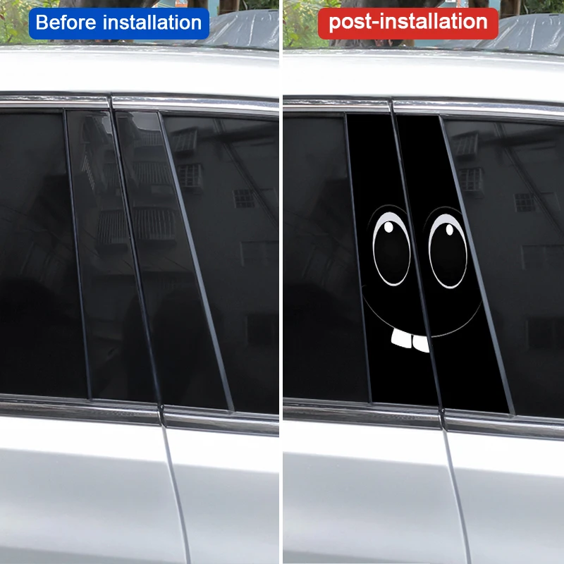 2 قطعة ملصقات السيارات العين باب السيارة عمود ملصقات مقاوم للماء الفينيل ملصقات مضحك سيارة ملصقات ذاتية اللصق ذاتية الصنع