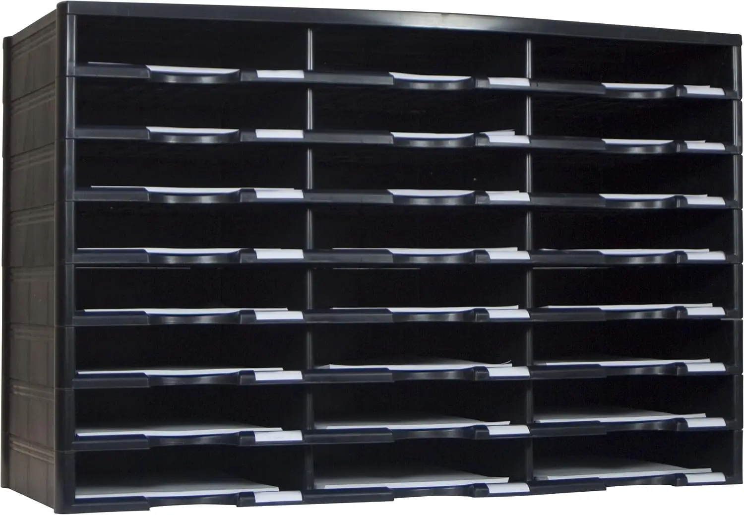 

24-Compartment Modular Literature Organizer, Black, Efficient Storage for Documents and Supplies