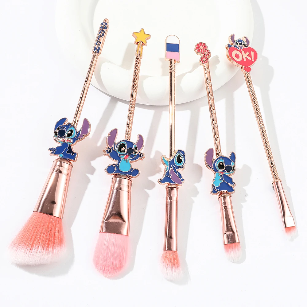 5pcs/set Lilo & Stitch Makeup Brushes Kawaii Stitch Model Cosmetics Brush for Women Eyeshadow Concealer Lip Eye Brush