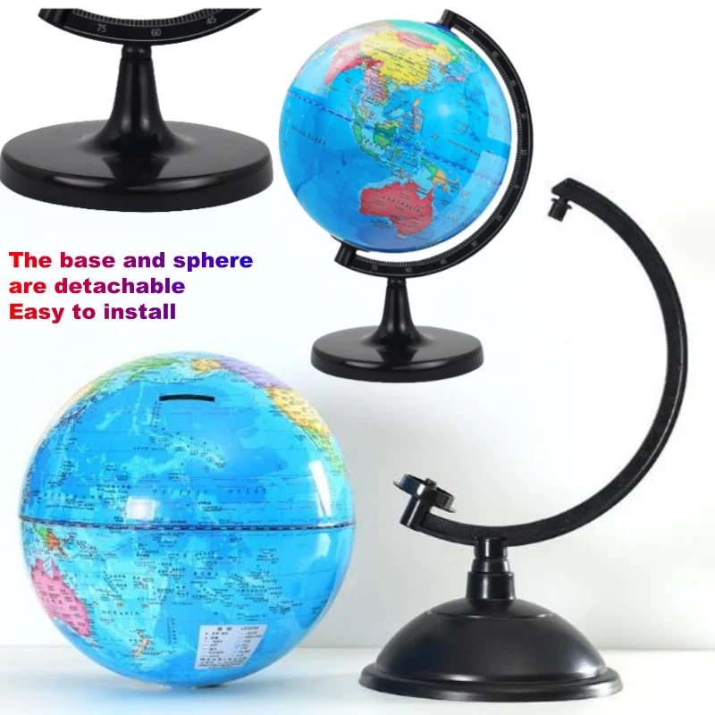 Sphere Diameter 20cm Full Pure English World Globe HD Printed 360° Student Teaching LED Light Lamp Globe ABS Globe Office Crafts