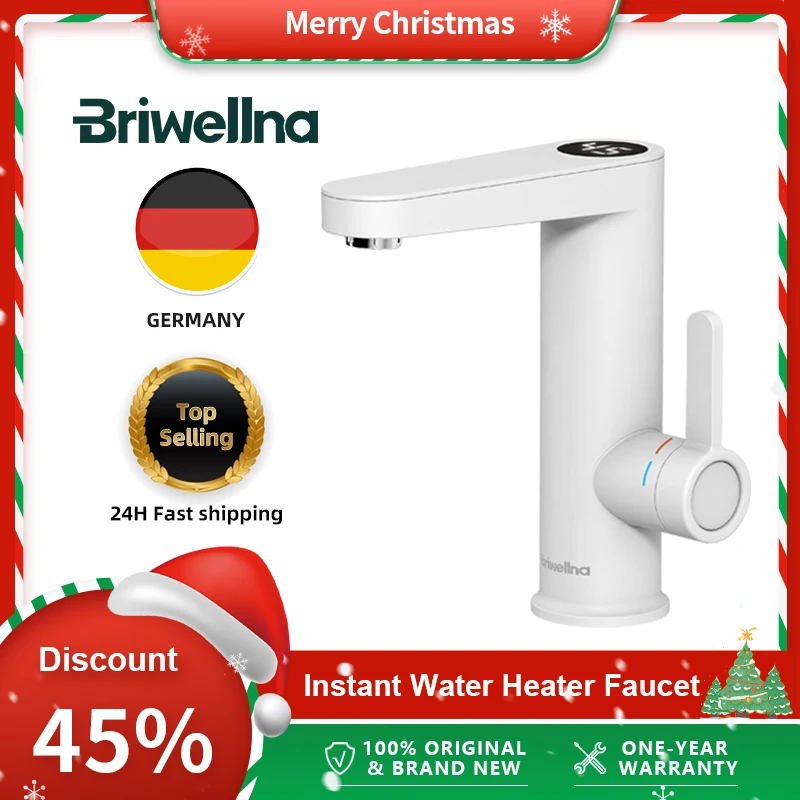 Briwellna Water Heater 220V 2 in 1 Basin Faucet Cold and Hot Water Tap Tankless Water Heater Flowing Eectric Faucet Heated Mixer