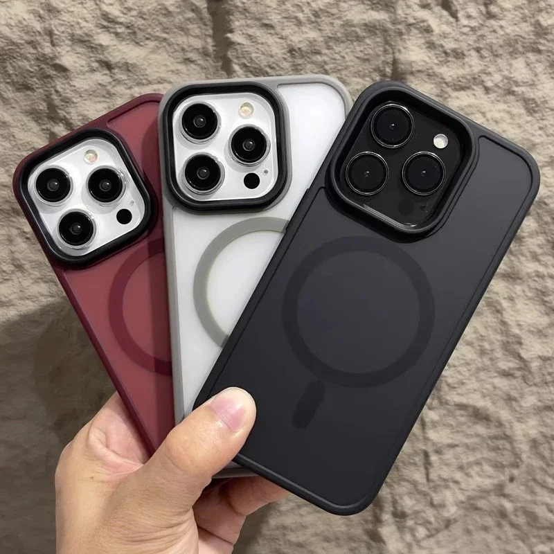 Funda magnética original mate para iPhone Air 17 16 15 14 12 11 13 Pro Max Plus con carga inalámbrica MagSafe 2