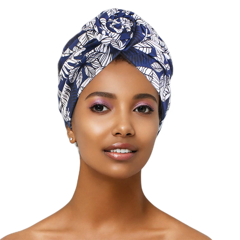 Women African Print Turban Hat Scrunchies Knot Headwrap Stretch Bandanas Party Headwear Ladies Headscarf Hair Accessories