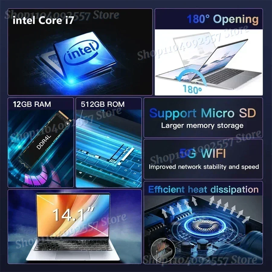 2024 Ultra Slim i7 Laptop Computer PC 14.1\