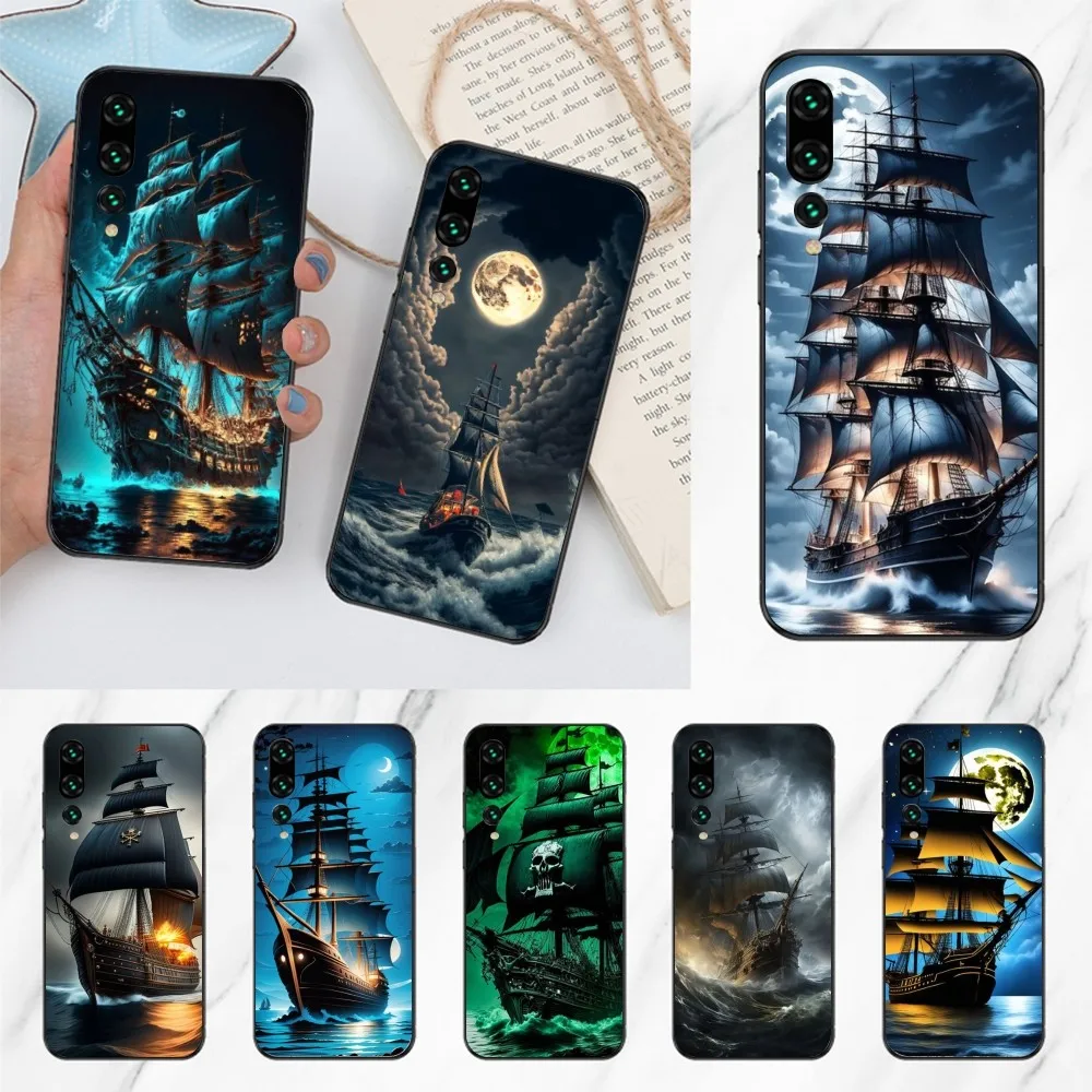 Pirate Corsair Mobile Cell Phone Case for Huawei P50 P40 P30 Pro Lite P Smart 2021 2019 Magic 3 Black Soft Phone Cover Funda