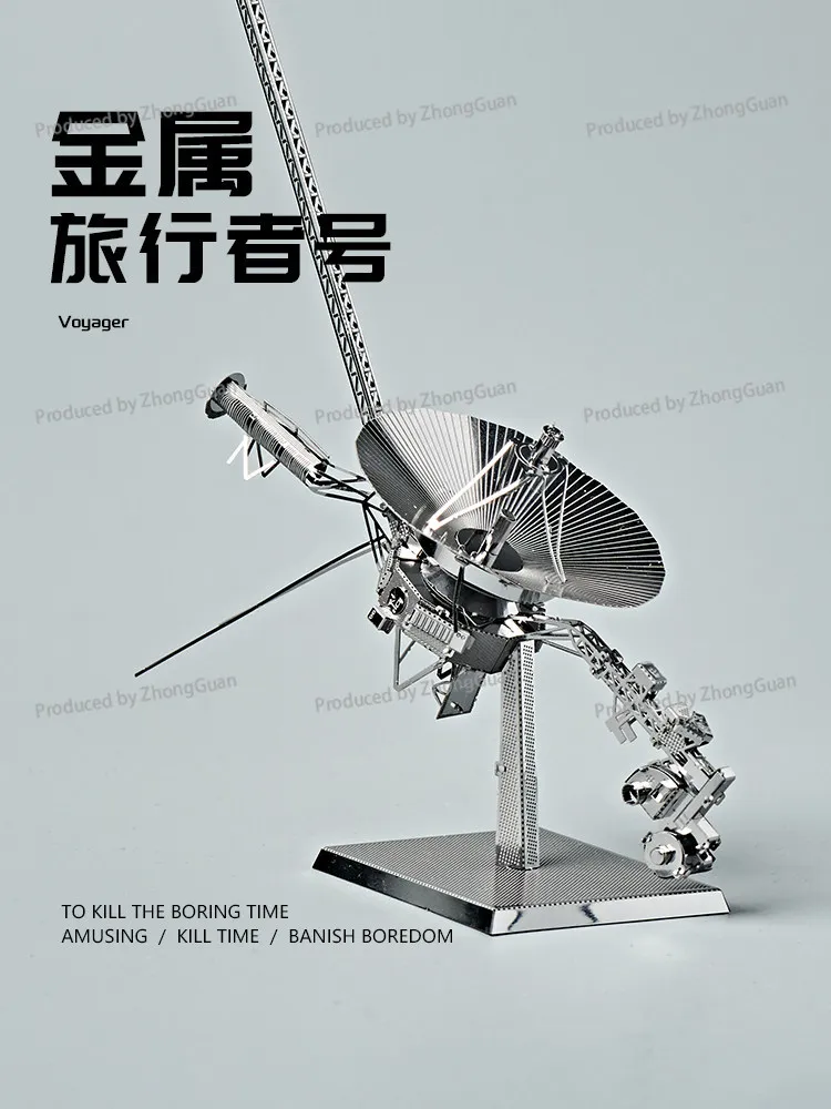 Modelo de ensamblaje de metal en 3D, satélite Voyager, bloques de construcción espaciales en 3D, nave espacial, estación espacial, rompecabezas, kit de bricolaje
