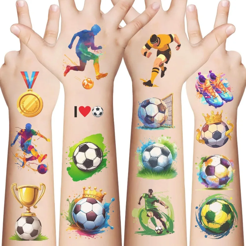 

10pcs Cartoon Football Temporary Tattoo Kids Stickers Face Body Transfer Fun Party Gift