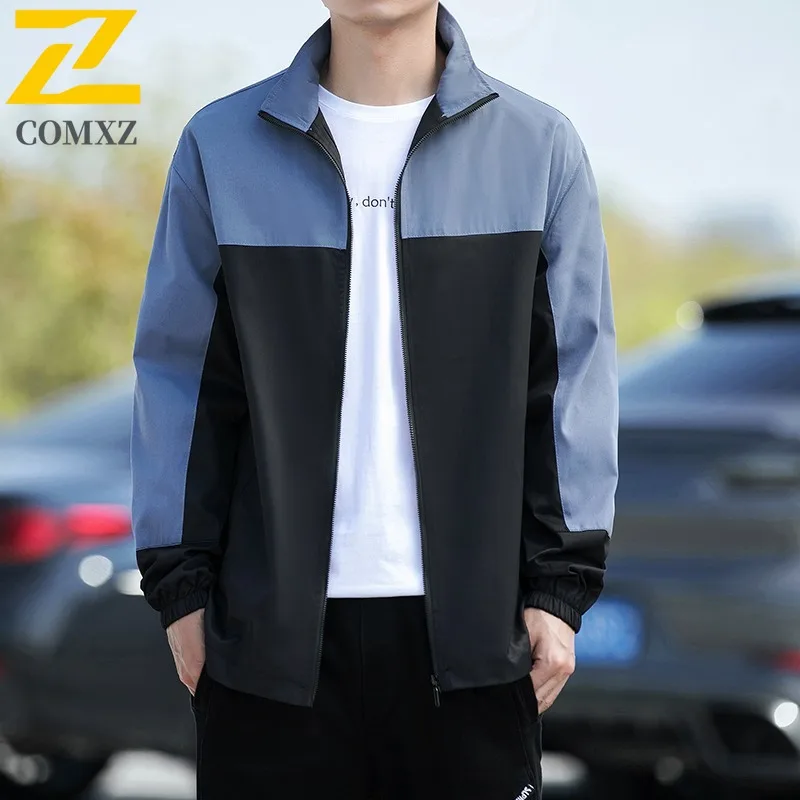 

COMXZ Men Jacket Autumn New Casual Stand Collar Jacket Youth Thin Coat Cardigan Top outdoor sports lightweight windbreaker 2025