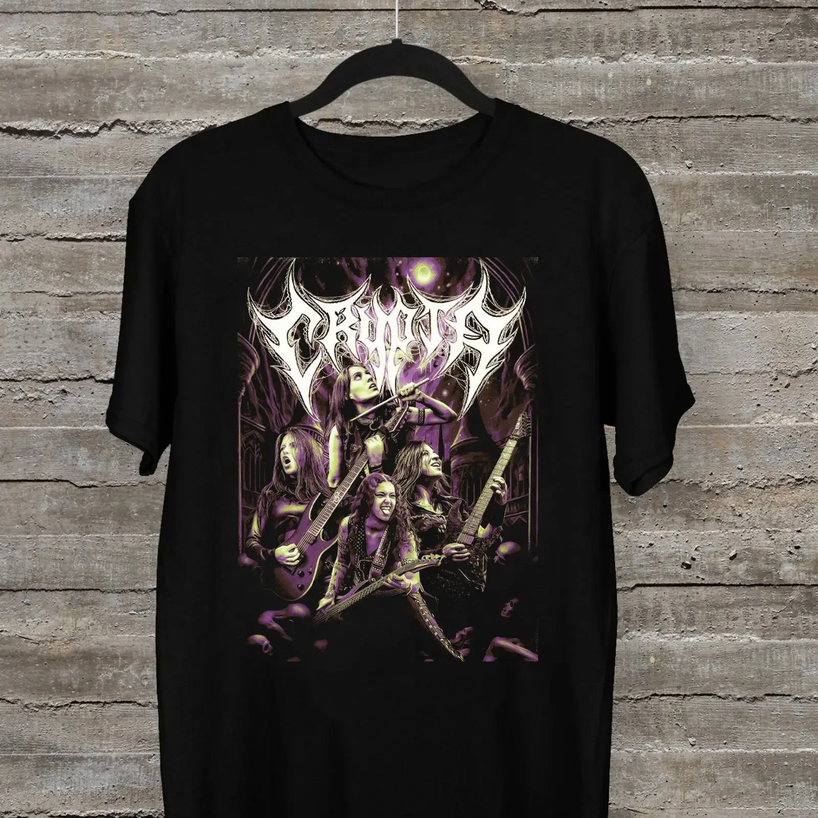 Футболка Crypta Band из хлопка, черная, размеры от S до 5XL, OM608, винтажная, с эффектом потертости, унисекс, уличный стиль, эластичная, дышащая.