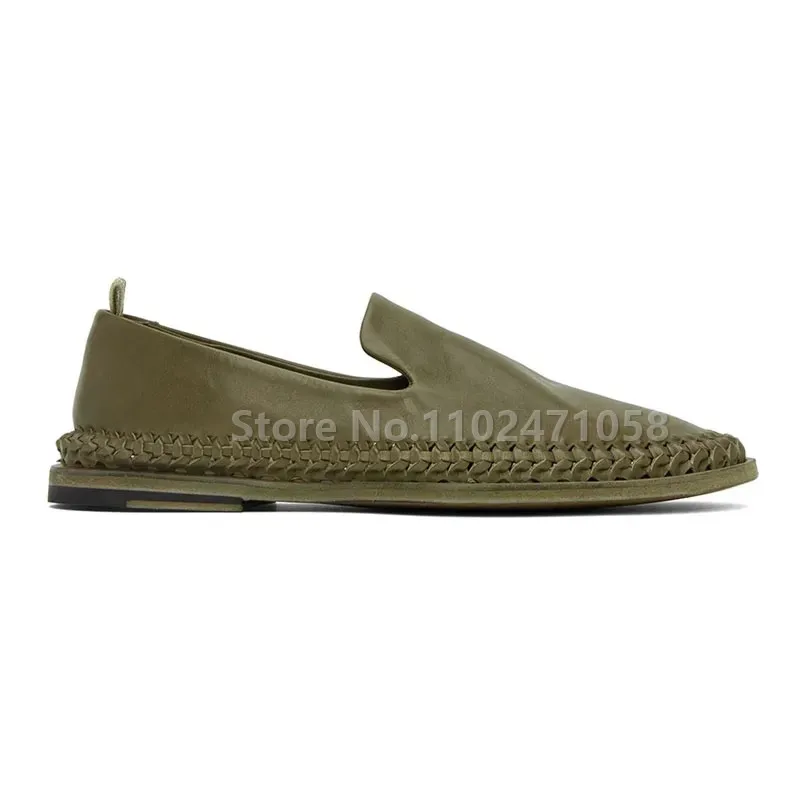 

Summer Breathable Genuine Leather Weaving Loafers for Men Round Toe Shallow Slip-on Flats Male Driving Leisure Shoes Oxfords