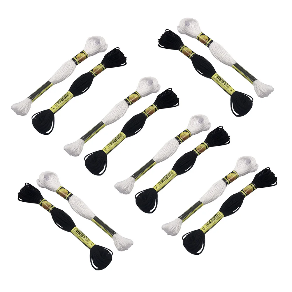 

24 Pcs Polyester Embroidery Thread Black White Cross Stitch Kits Floss Clothes DIY Household Knitting Accessory Sewing Craft