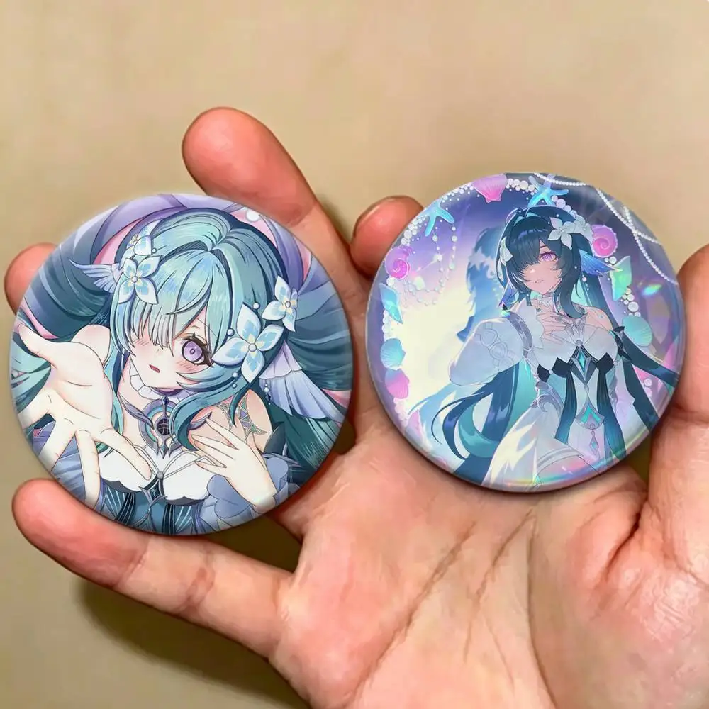 Water Siren Genshin Vodyanitsa  Badges Creative Tinplate Button PinsBrooch Badge Clothes Backpack