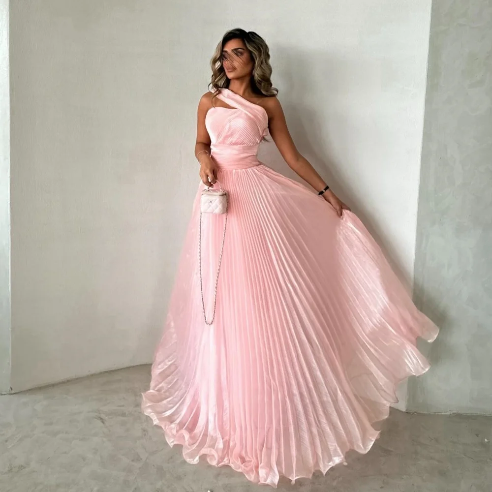 

CustomizedMatching Pleat A-line One-shoulder Long Dresses Celebrity Dresses Pastrol Classic Exquisite Chinese Style Formal