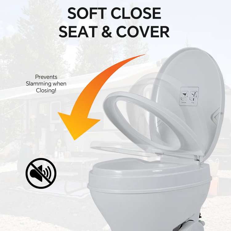 Airow HOMFUL Straight Flush RV Portable Toilet Boat Marine Toilet Caravan Accessories PP Camper Van Toilet with Water Gun view 2