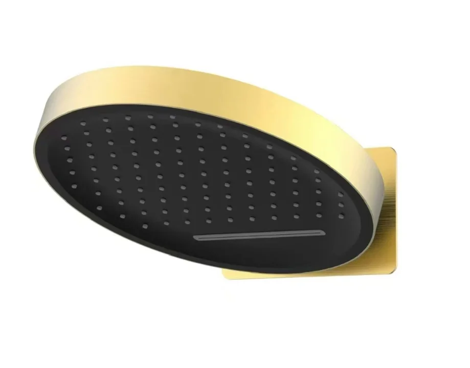 Luxury Brushed Gold  Rainfall Overhead Shower Head Brass SUS304 Stainless Steel Wall Mounted Round Top Hidden Shower Head