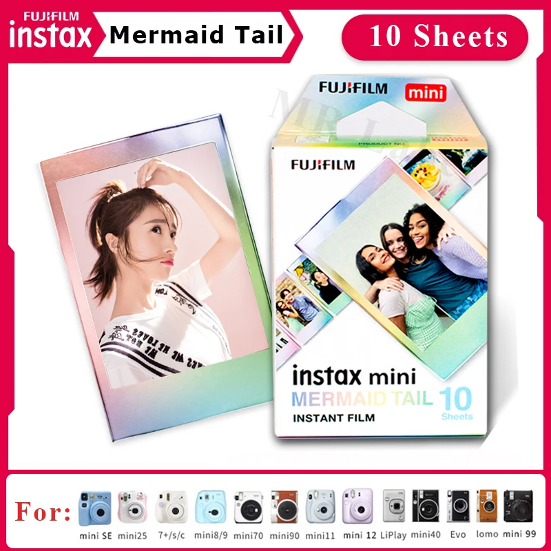 Fujifilm Instax Mini Color Film MERMAID TAIL For Fuji Instant Camera Mini 12 11 8 9 SE Link Liplay EVO LOMO