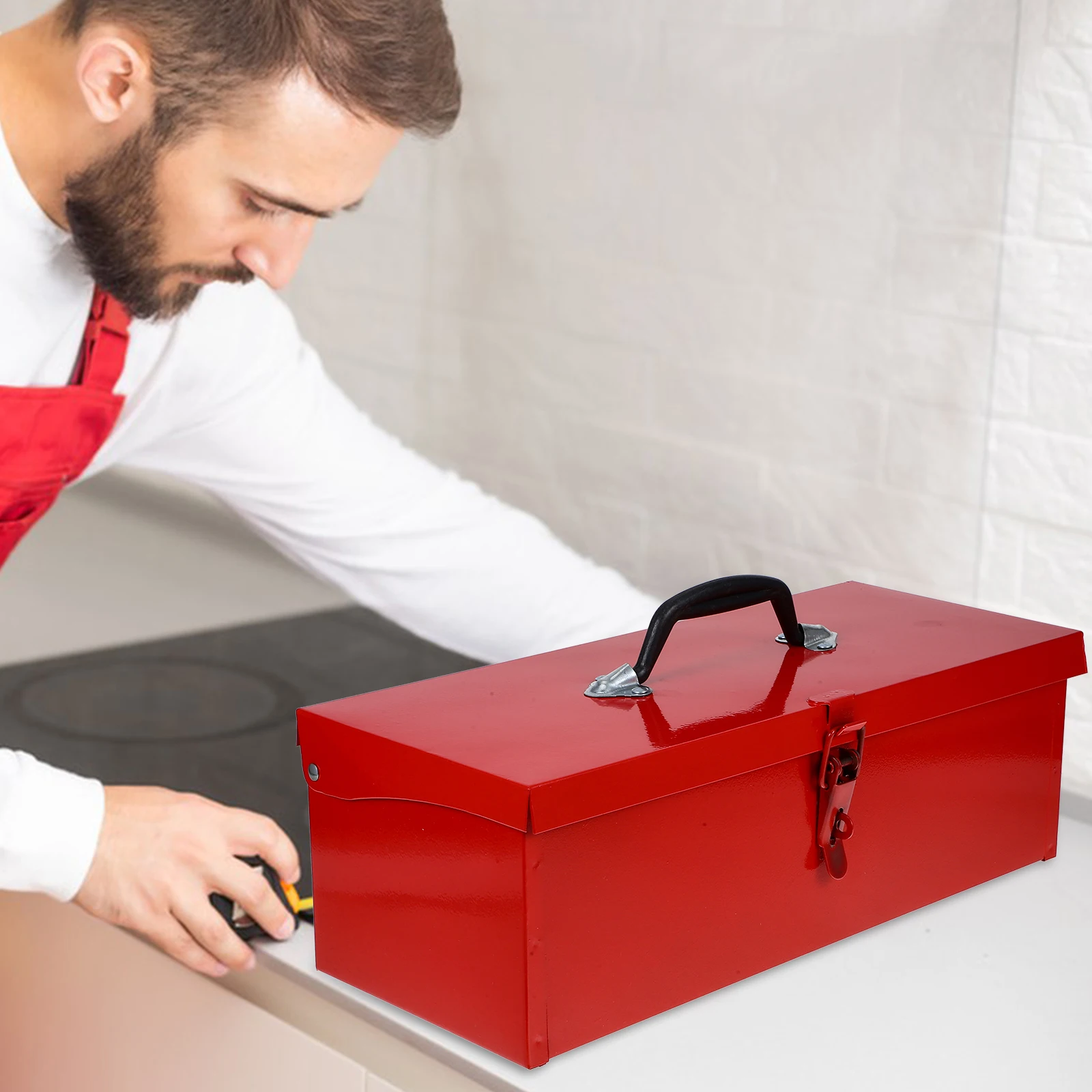 

1pc Portable Storage Waterproof Heavy Duty Large Plastic Tool Box Capacity Lock Style Tool Container