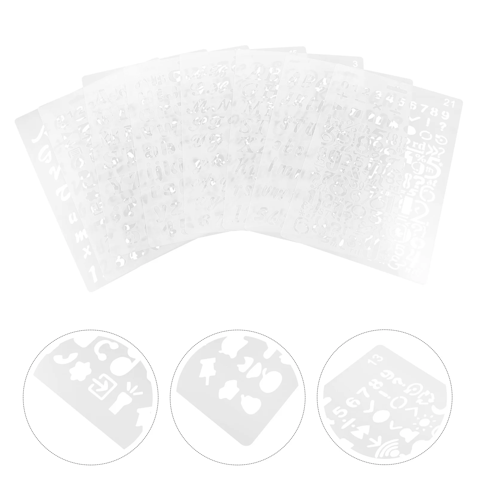 8개입 페인팅 스텐실 플라스틱 재사용 가능 공예용 DIY 벽 장식 대형 알파벳 숫자 글자 몰드 스프레이 스텐실 우드 버닝