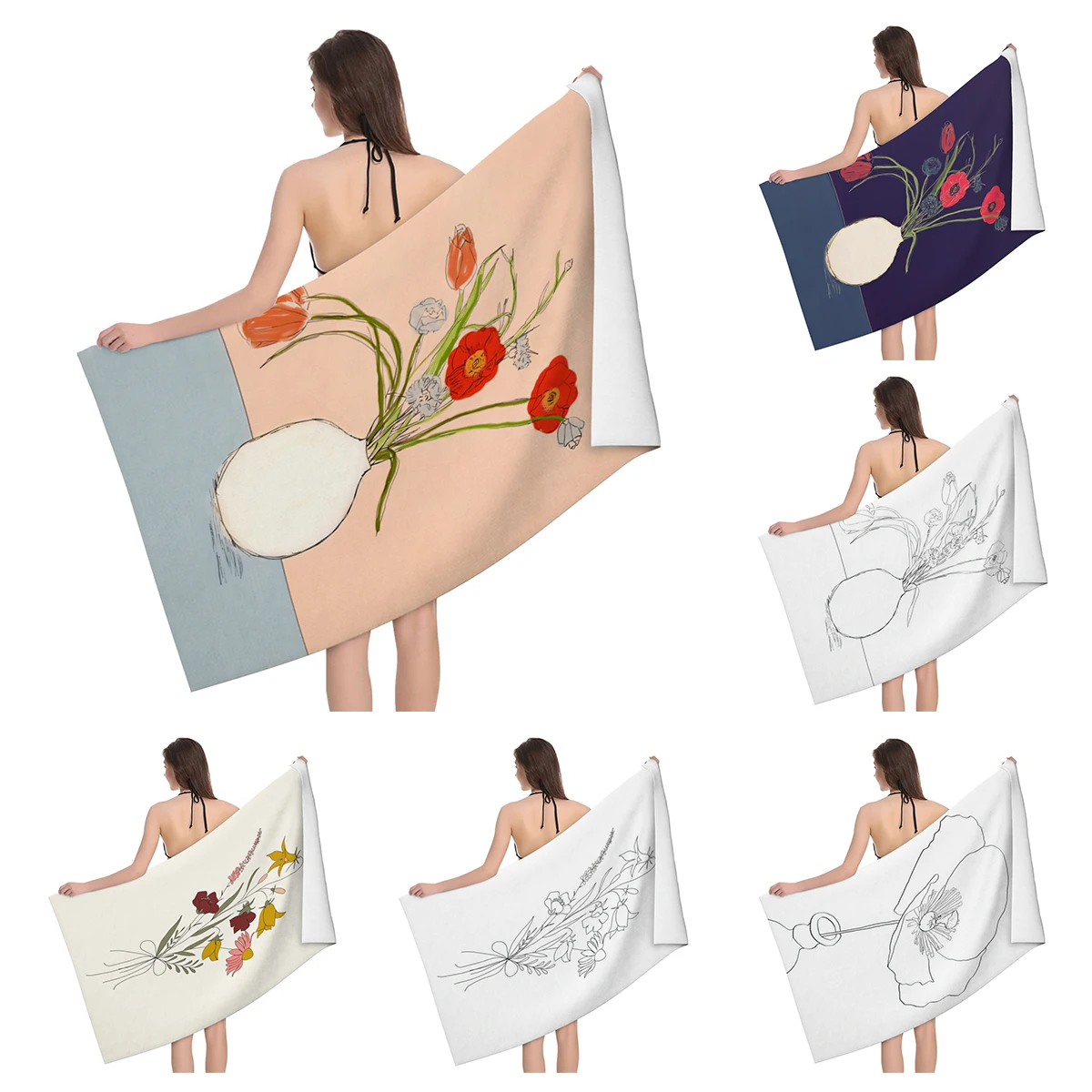 Home bath towels body towels bathroom quick drying microfiber beach Oil painting style man large sports towel  cute dog funny