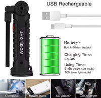 LED Flashlight Rechargeable Work Light Hanging Hook Magnetic with Builtin Battery USB Portable Flash Light Camping Repair Torch