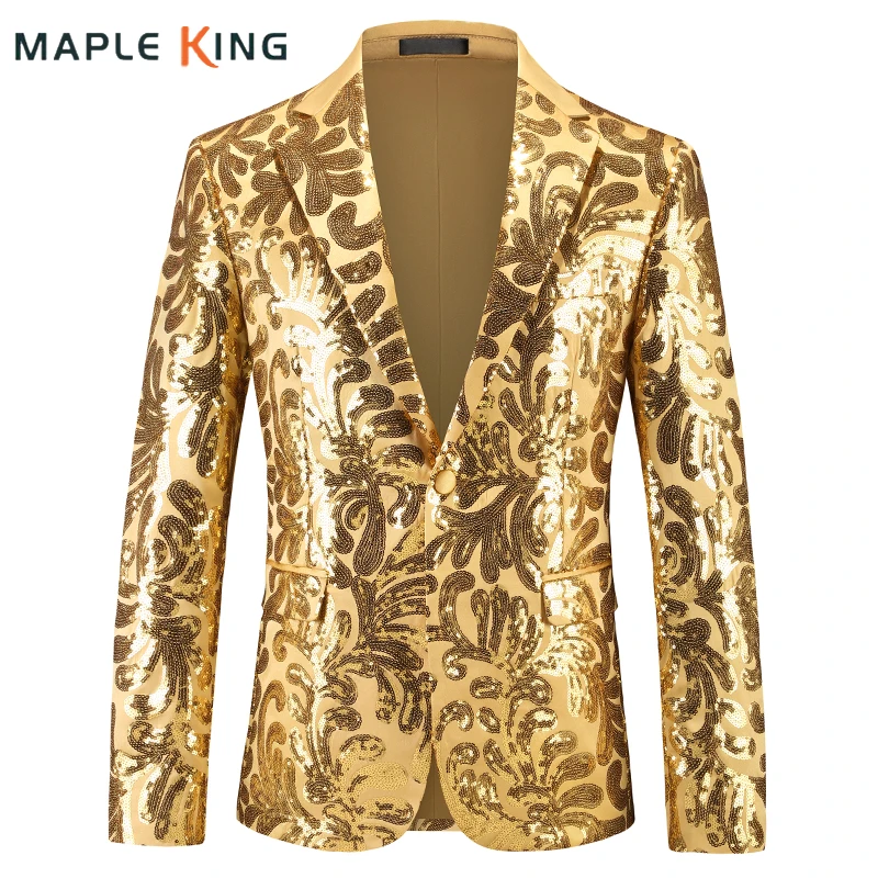 

Мужской Hombre Fiesta, роскошные костюмы с блестками и цветочными пайетками, куртка для свадебной вечеринки, блейзер для джентльмена, банкета, танца, блестящий формальный костюм