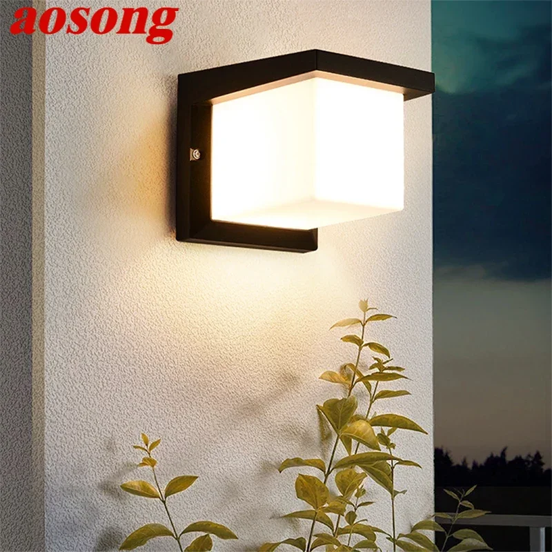 

AOSONG Contemporary LED Outdoor Wall Lamps Electric Simplicity Waterproof Balcony Hallway Courtyard Villa Gate Hotel