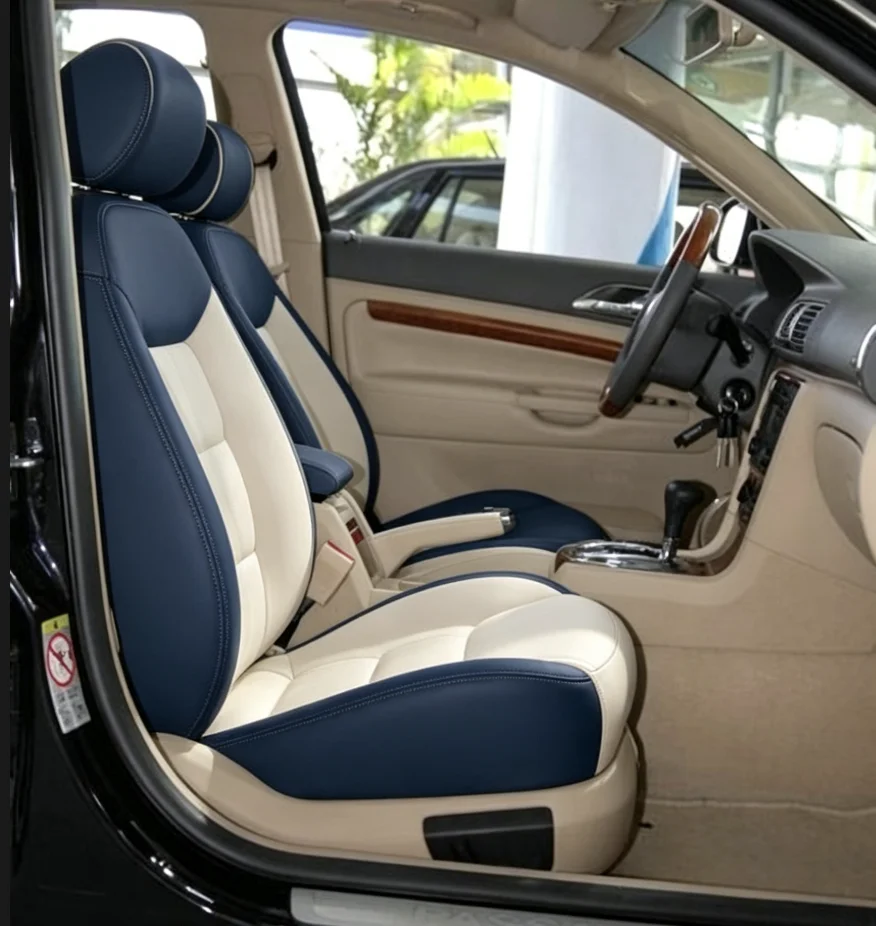 Für Passat B5 2000~2004 Maßgefertigte Autositzbezüge Luxuriöses Nappaleder 100% Passgenau Innenausstattung 360 ° Vollständige Abdeckung – Detail 5