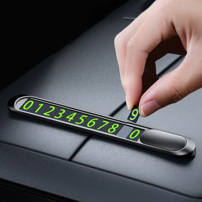 Temporary Parking Card Phone Number Card Car Sticker Car Accessories Luminous Metal Alloy Phone Number Car Sticker Hidden image 2