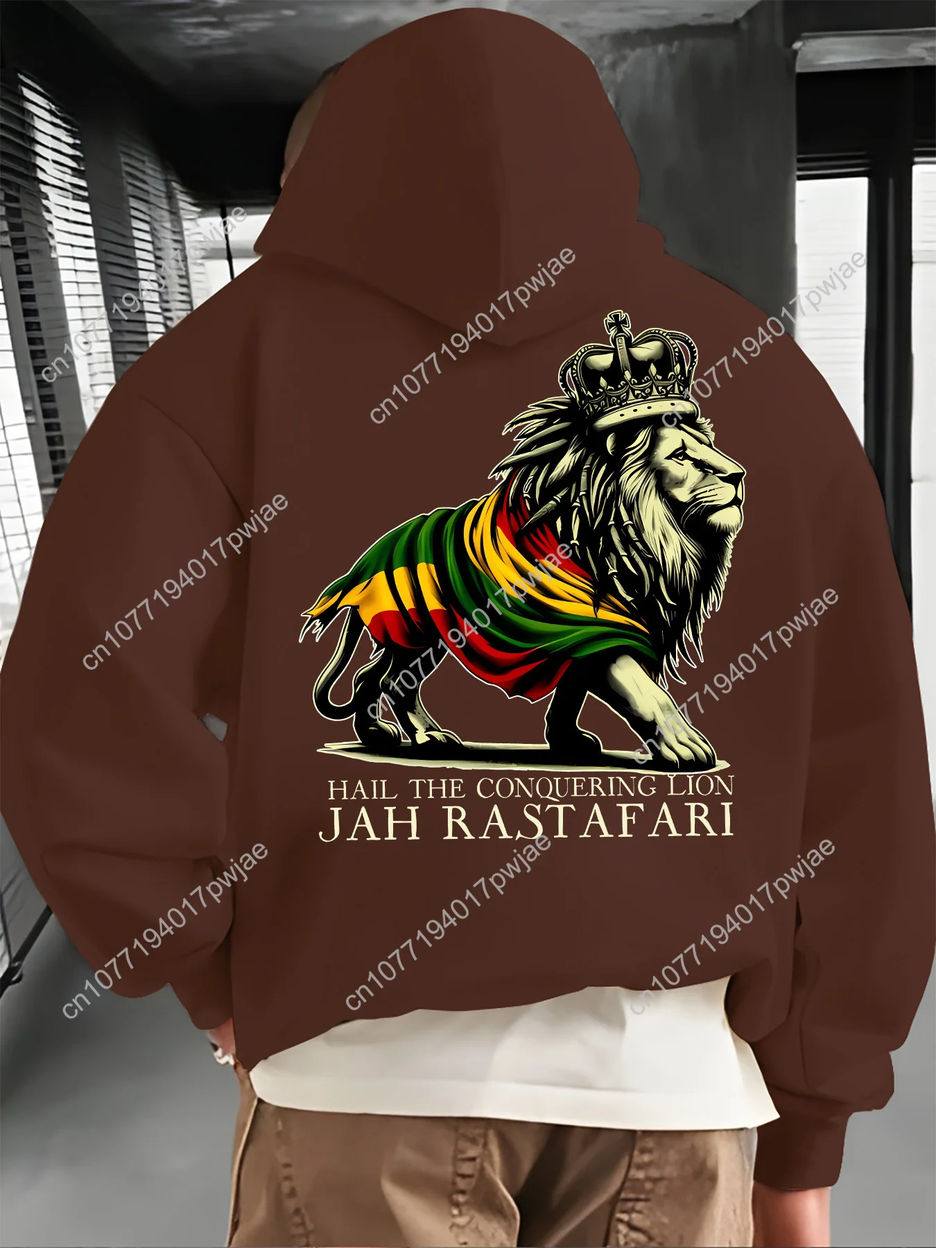 Men'S Lion Graphic Hoodie with Drawstring & Kangaroo Pocket - "Hail the Conquering Lion" Print, Comfortable Casual Pullover, Bla