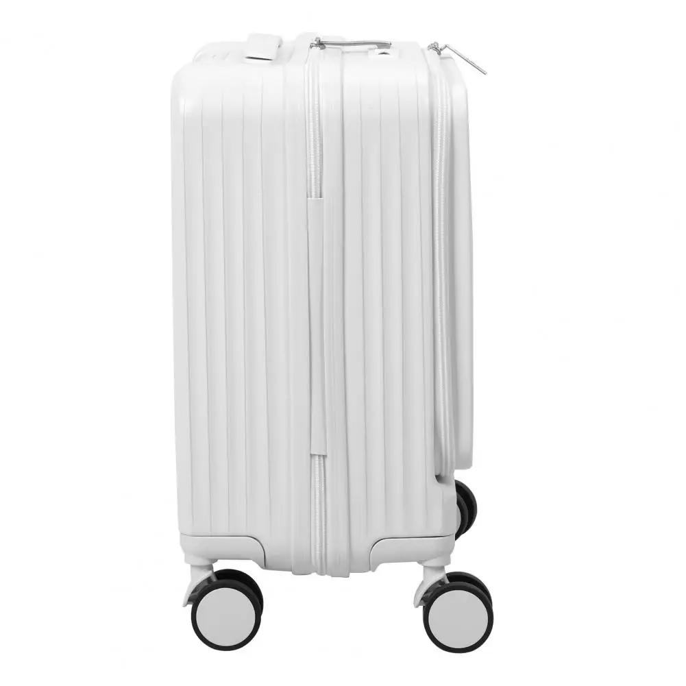 18 Inch Hardside Suitcase, Front Opening Carry On Luggage, Hard Shell Spinner Wheel Luggage with Cup Holder, USB Port, Phone Sta