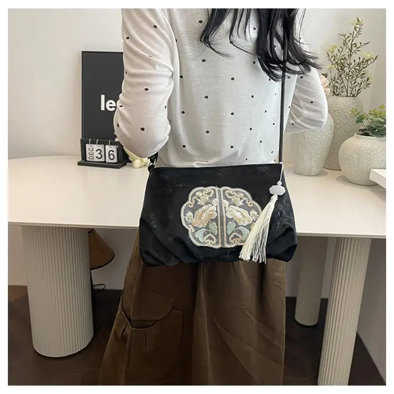 

Пакет-ранец, мягкая сумка с вышивкой, модная женская сумка на плечо в китайском стиле, универсальная большая вместимость для детей